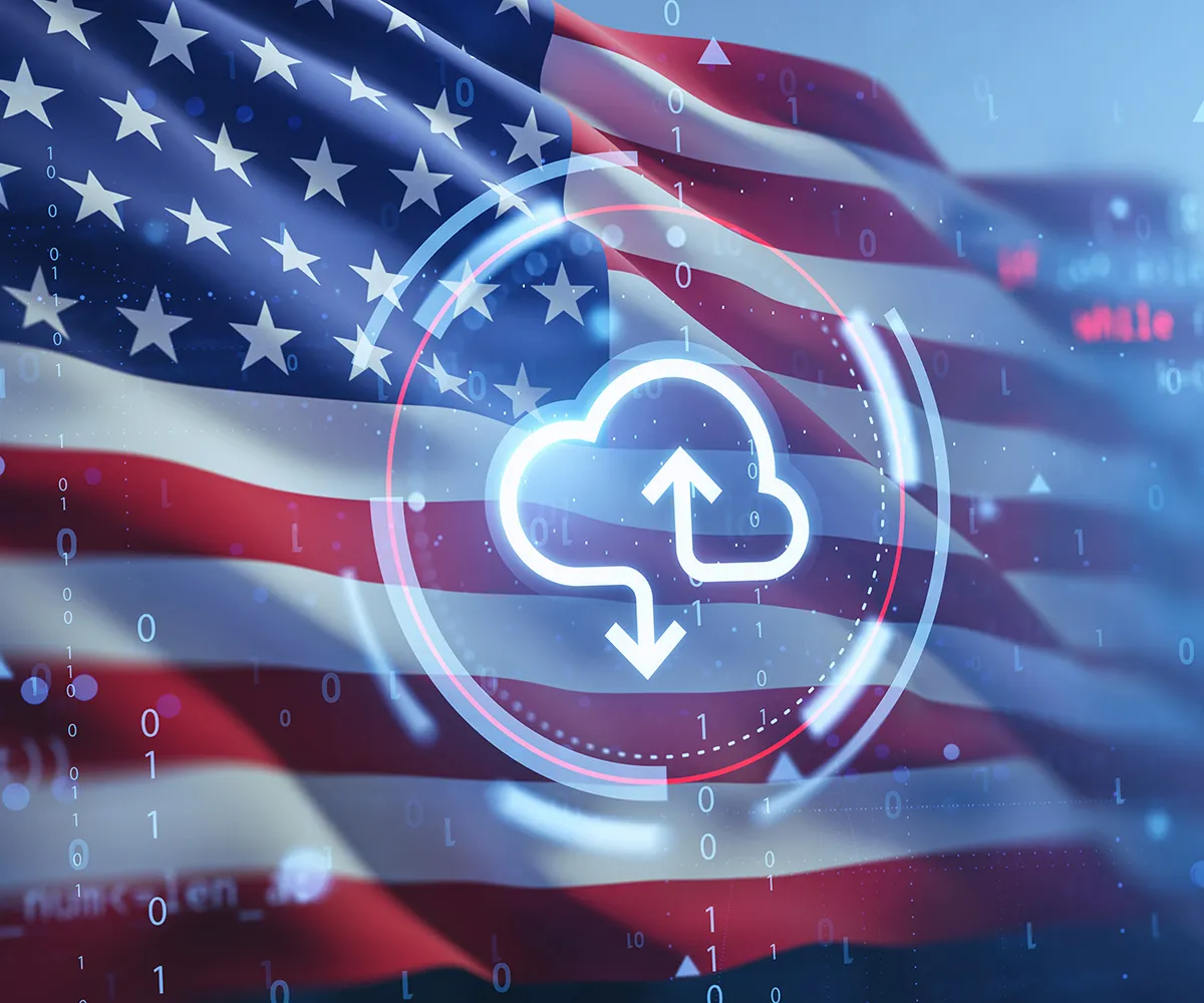 USA Flasse mit Datentransfer-Zeichen